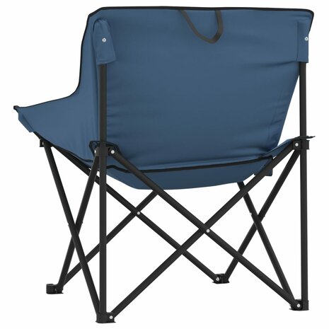 Campingstoelen 2 st met vakje inklapbaar blauw 8