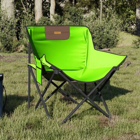 Campingstoelen 2 st met vakje inklapbaar groen 1