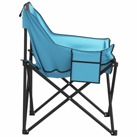 Campingstoelen 2 st met vakje inklapbaar felblauw 7