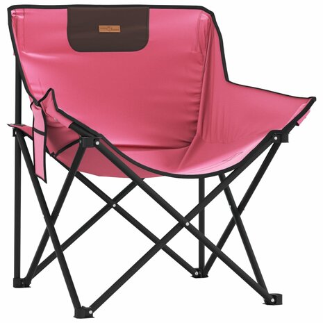 Campingstoelen 2 st met vakje inklapbaar roze 4