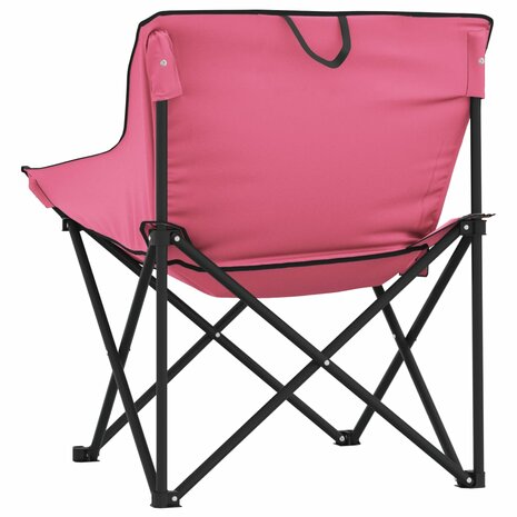 Campingstoelen 2 st met vakje inklapbaar roze 8