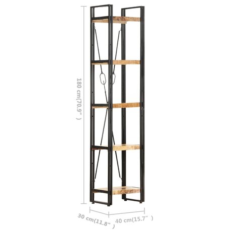 Boekenkast met 5 schappen 40x30x180 cm massief mangohout 5