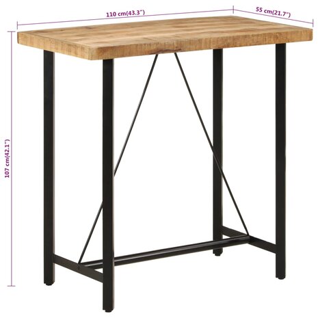 Bartafel 110x55x107 cm massief mangohout en ijzer 7