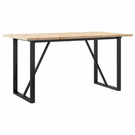 Eettafel O-frame 160x80x75,5 cm massief grenenhout en gietijzer 6