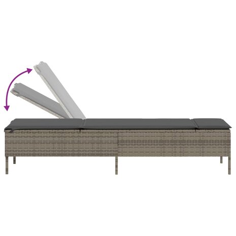 Ligbed met tafel en kussen poly rattan grijs 7