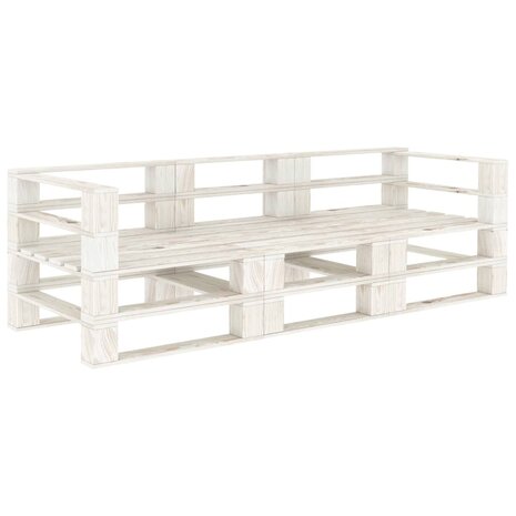 Tuinbank 3-zits pallet hout wit 1