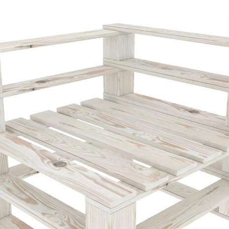 Tuinbank 3-zits pallet hout wit 10