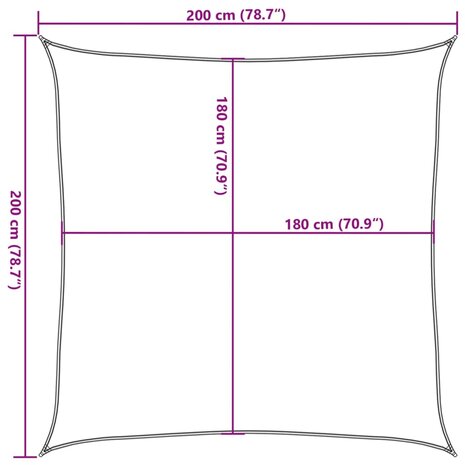 Zonnezeil 160 g/m² vierkant 2x2 m HDPE lichtgrijs 10