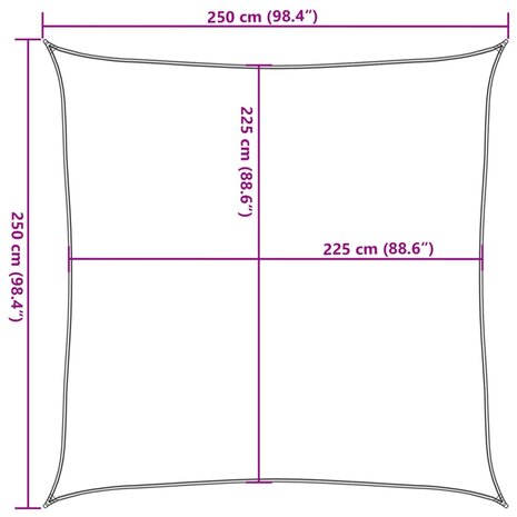 Zonnezeil 160 g/m² vierkant 2,5x2,5 m HDPE lichtgrijs 10