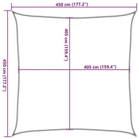 Zonnezeil 160 g/m² vierkant 4,5x4,5 m HDPE lichtgrijs 10