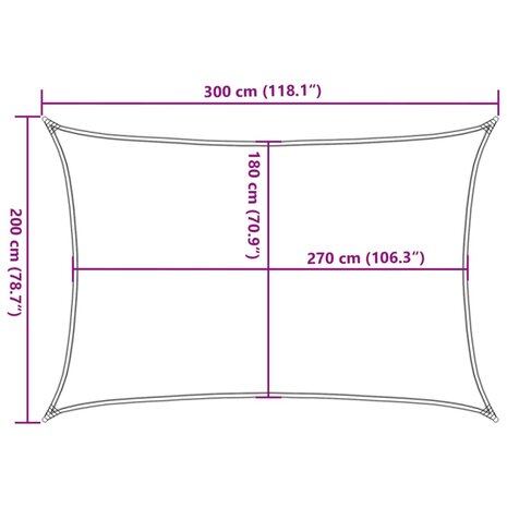 Zonnezeil 160 g/m² rechthoekig 2x3 m HDPE lichtgrijs 10