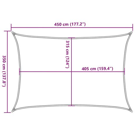 Zonnezeil 160 g/m² rechthoekig 3,5x4,5 m HDPE lichtgrijs 10