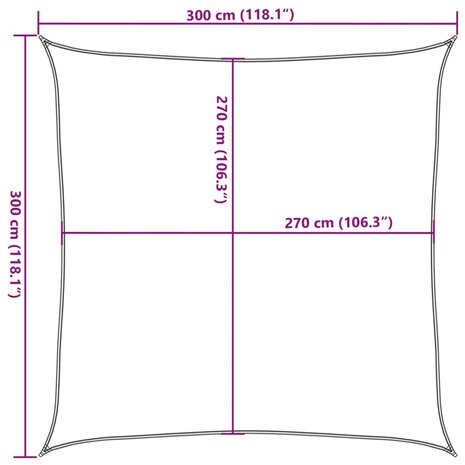 Zonnezeil 160 g/m² vierkant 3x3 m HDPE zandkleurig 10