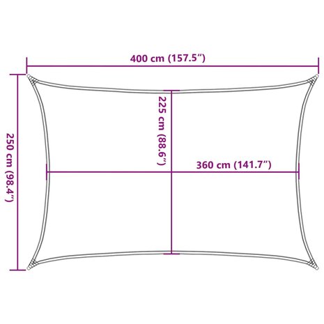 Zonnezeil 160 g/m² rechthoekig 2,5x4 m HDPE zandkleurig 10