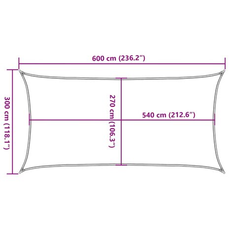 Zonnezeil 160 g/m² rechthoekig 3x6 m HDPE zandkleurig 10