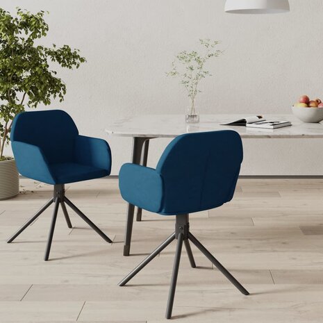 Eetkamerstoelen draaibaar 2 st fluweel blauw 1