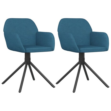 Eetkamerstoelen draaibaar 2 st fluweel blauw 2