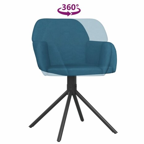 Eetkamerstoelen draaibaar 2 st fluweel blauw 7