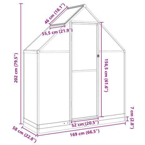 Tuinkas met basisframe 169x58x202 cm aluminium groen 10