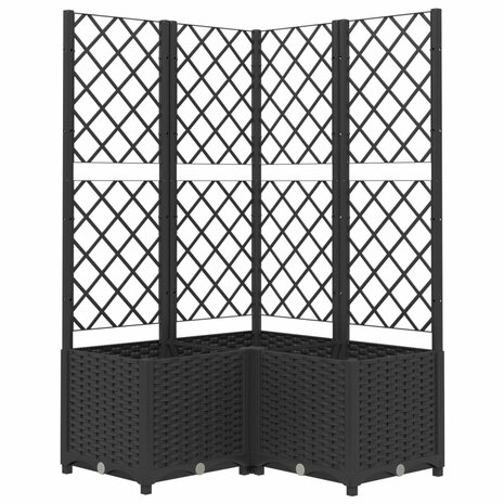 Plantenbak met latwerk 80x80x136 cm polypropeen zwart 2