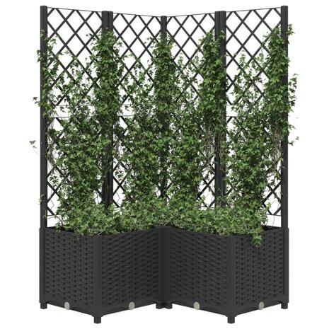 Plantenbak met latwerk 80x80x136 cm polypropeen zwart 3