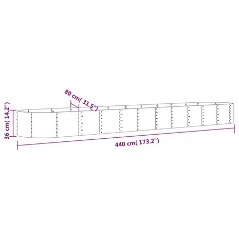 Plantenbak 440x80x36 cm gepoedercoat staal antracietkleurig 6