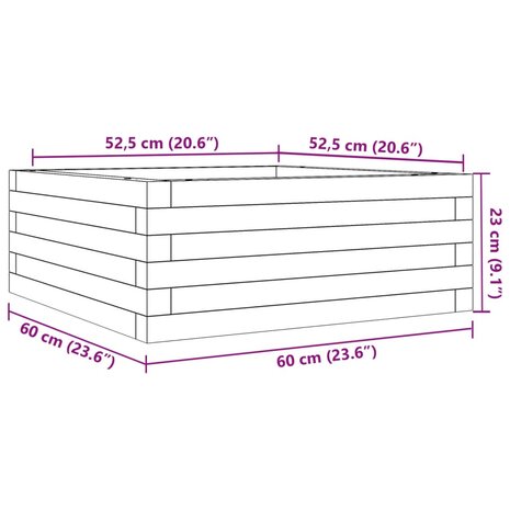 Plantenbak 60x60x23 cm massief grenenhout wit 10