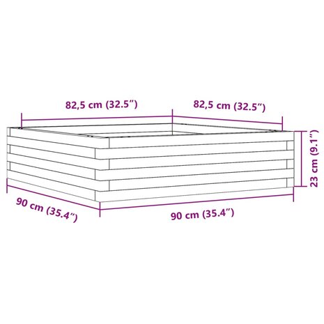 Plantenbak 90x90x23 cm massief grenenhout 11