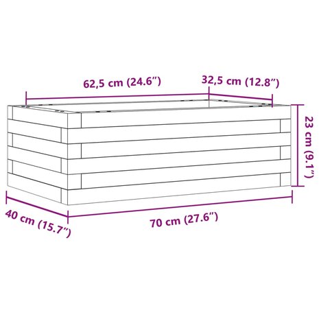 Plantenbak 70x40x23 cm massief grenenhout wit 10