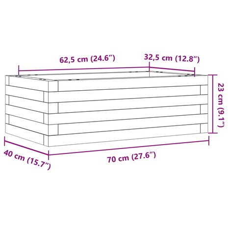 Plantenbak 70x40x23 cm massief grenenhout wasbruin 10