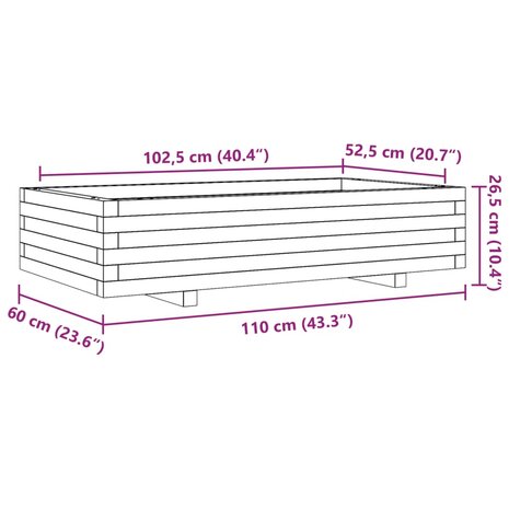 Plantenbak 110x60x26,5 cm massief grenenhout wit 10