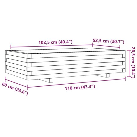 Plantenbak 110x60x26,5 cm massief grenenhout wasbruin 10