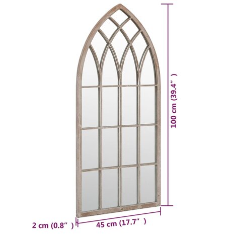 Tuinspiegel 100x45 cm ijzer zandkleurig 6