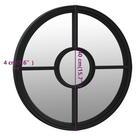 Tuinspiegel rond 40x4 cm ijzer zwart 6