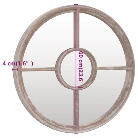 Tuinspiegel rond 60x4 cm ijzer zandkleurig 6