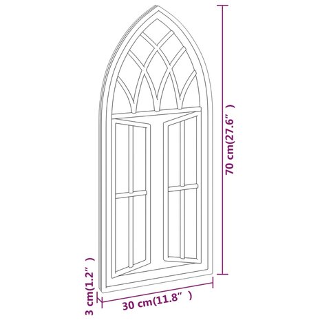 Tuinspiegel 70x30 cm ijzer zwart 6