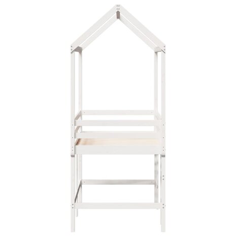 Halfhoogslaper met ladder en bedhuis grenenhout wit 90x190 cm 7