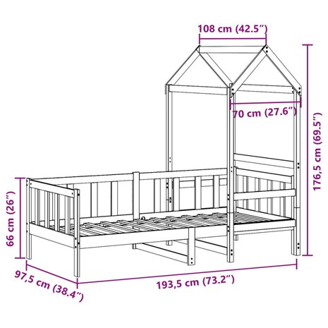 Slaapbank met huisje 90x190 cm massief grenenhout 12