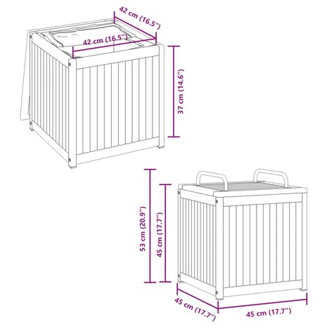 Kussenbox 45x45x45/53 cm massief acaciahout en staal 10