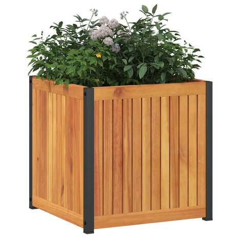 Plantenbak 45x45x44 cm massief acaciahout en staal 3