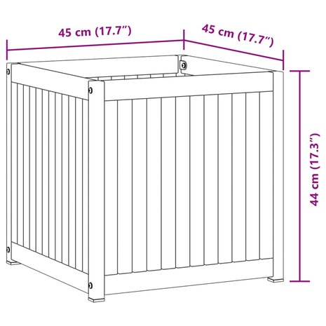 Plantenbak 45x45x44 cm massief acaciahout en staal 9