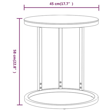 Bijzettafel 45 cm gehard glas goudkleurig en transparant 6