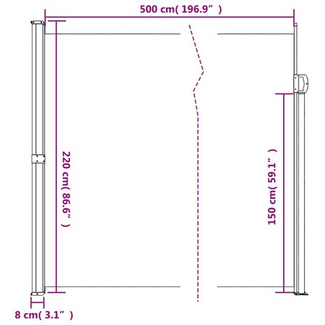 Windscherm uittrekbaar 220x500 cm antracietkleurig 10