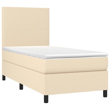 Boxspring met matras stof crèmekleurig 80x200 cm 3