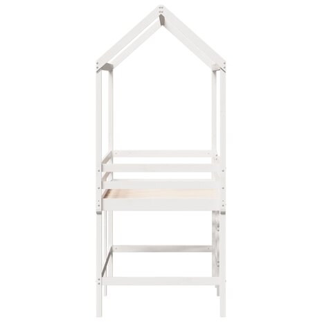 Halfhoogslaper met ladder en bedhuis grenenhout wit 90x190 cm 7