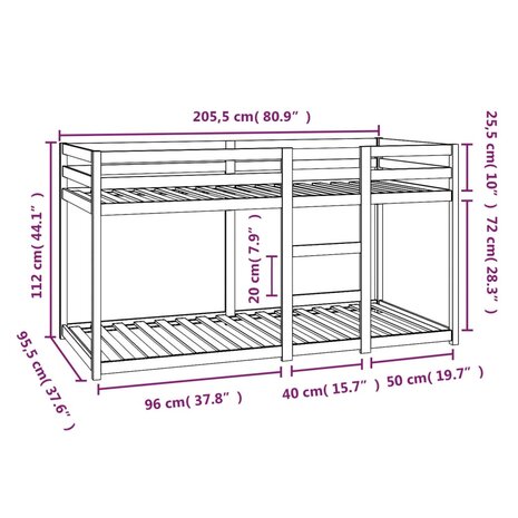 Stapelbed massief grenenhout 90x200 cm 8