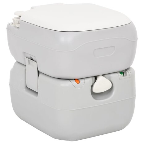 Campingtoilet draagbaar 22+12 L HDPE grijs en wit 1