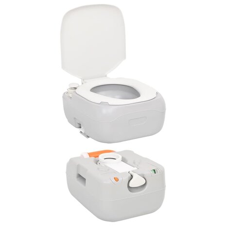 Campingtoilet draagbaar 22+12 L HDPE grijs en wit 4