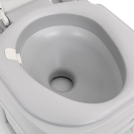 Campingtoilet draagbaar 22+12 L HDPE grijs en wit 8