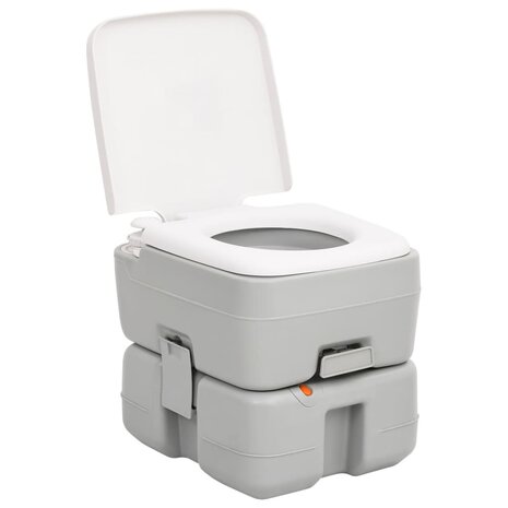 Campingtoilet draagbaar 15+10 L HDPE grijs en wit 3